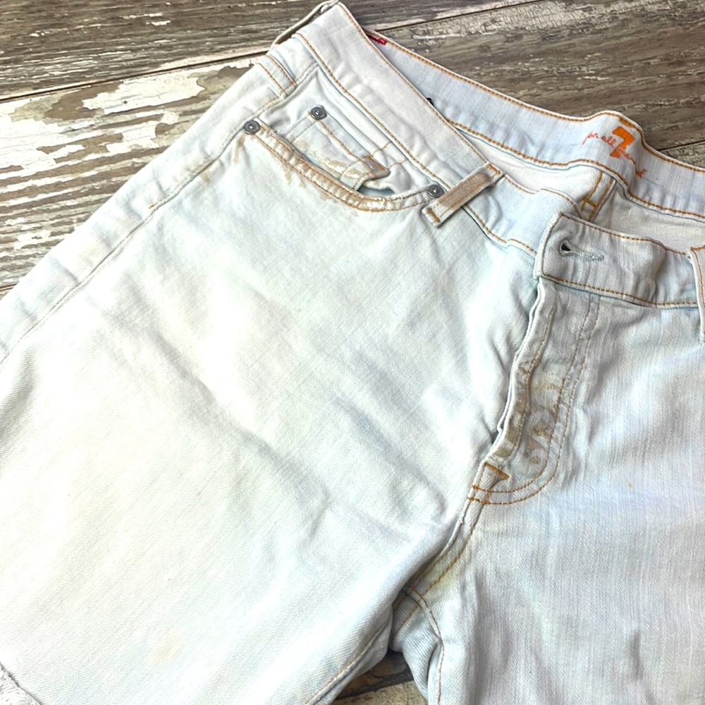 7 For All Mankind Distressed Surfer Jean Shorts Button Fly